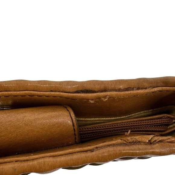 Nine West Vintage Handbag Basket Woven Vegan Leather Brown Top Handle Small Boho - Picture 7 of 14